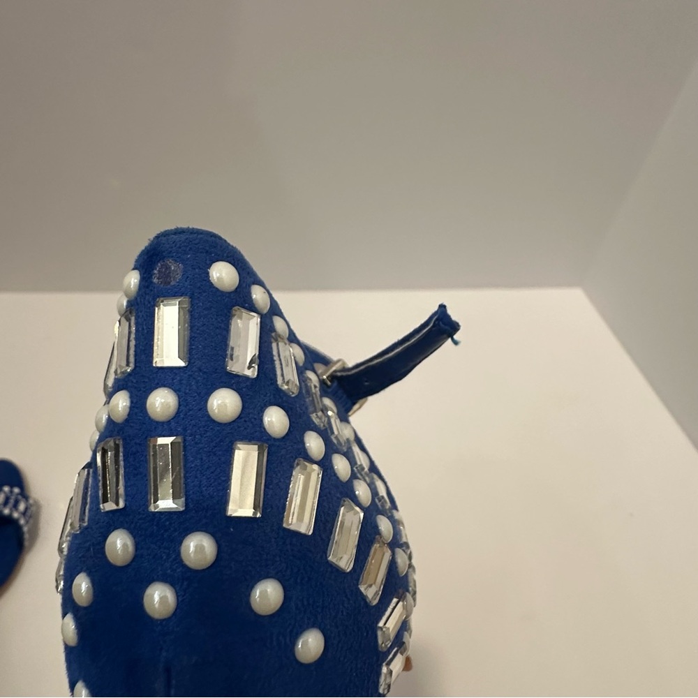 Blue Stiletto Heels with Rhinestone Embellishment - Picture 10 of 10